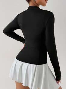 DAZY 高领修身长袖瑜伽户外夹克 - 黑色 - 查看 2