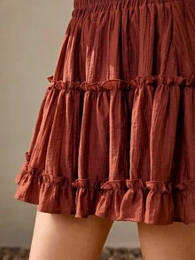 Wildy 秋季女装 波西米亚风女装 西部风女装两件套 女士纯色衬衫和荷叶边母鸡裙套装 西部女装 波西米亚风女装 荷叶边两件套 多层荷叶边两件套 荷叶边裙 荷叶边两件套 灯笼袖两件套 西部风女装休闲装 春季 - 咖啡棕 - 查看 9