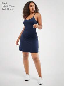 GLOWMODE Featherfit™-air Peekaboo可調節賽車背四方領口口袋防滑有力連褲短裙輕支撐低衝擊性 - Dark Blue - 查看 9