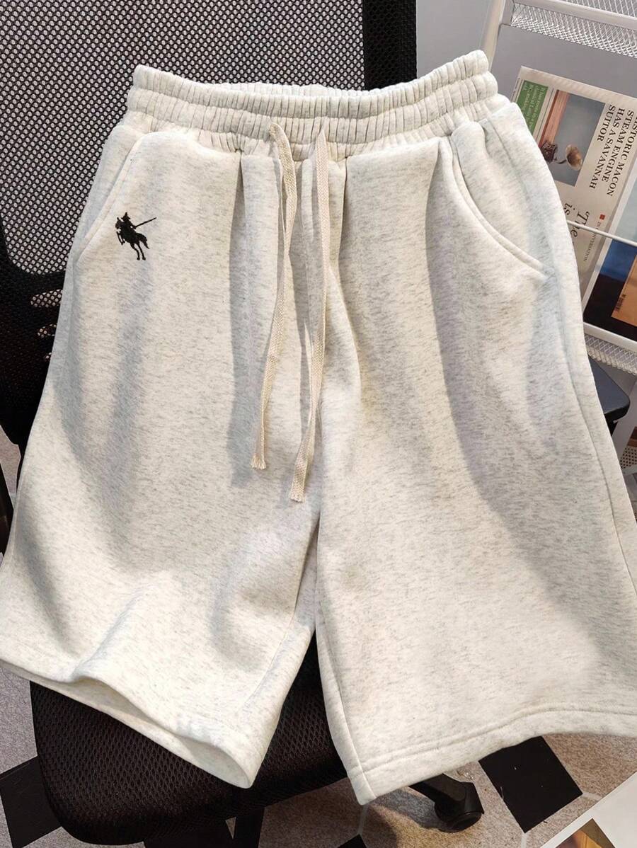 全新纯色校园风格运动休闲马刺绣直筒百慕大短裤女款 - 淺灰色 - 查看 1
