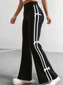 Sparklyn Pantalones casuales estilo colegial americano, a rayas en verde, para niñas preadolescentes - Negro - Ver 8