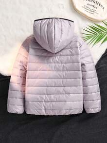 SHEIN Kids/Tween Boys' Thick Hooded Zip-Up Parka Coat, Casual Outerwear Suitable For School, Garden, Beach, Birthday, Spring, Summer, Autumn, Winter, Kids Winter Jacket, Kids Puffer Jacket Fall - Grey - View 3