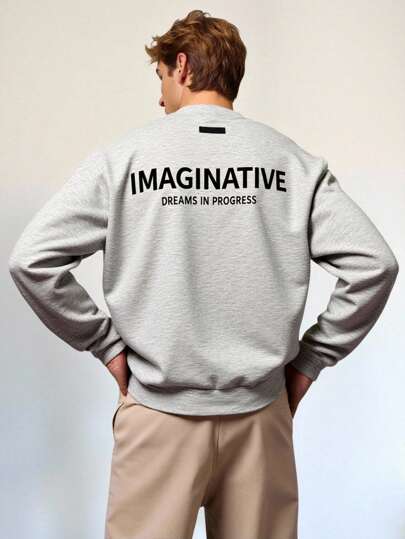 SHEIN Áo nỉ tay ngắn cổ tròn in khẩu hiệu đường phố đơn sắc thoải mái cho bé gái, thích hợp mặc khi đi làm, đi học, mặc thường ngày, đi nghỉ, thể thao, quần áo xuân/hè thu đông cho bé gái