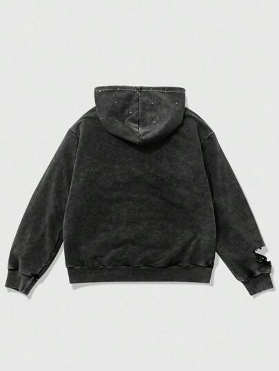 Street Life Men's Rhinestone Embellished Hoodie, Suitable For Everyday Wear , Fall