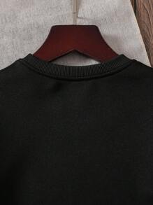 小女孩可爱水豚卡通印花圆领长袖黑色运动衫，秋季，万圣节，适合小女孩 - 黑色 - 查看 4