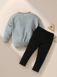 SHEIN Playful Pals Đứa bé gái Đồ họa Hoạt hình Áo nỉ & Xà cạp - Nhiều màu - Xem 2