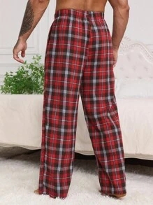 DAZY Spodnie dresowe męskie w czerwoną kratę, jesień, piżama jesienna