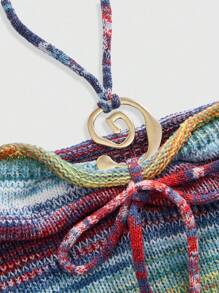 ROMWE 2pcs Y2K Hippie Ombre Knit Vest + Cover Up Sweater Set - Multicolor - View 3