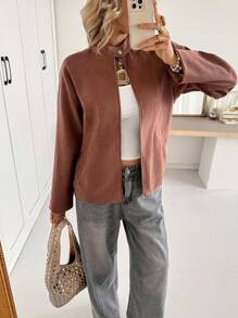 Siren Gaze 秋冬新款女士乡村田园风格夹克，宽松外套 - 卡其色 - 查看 7