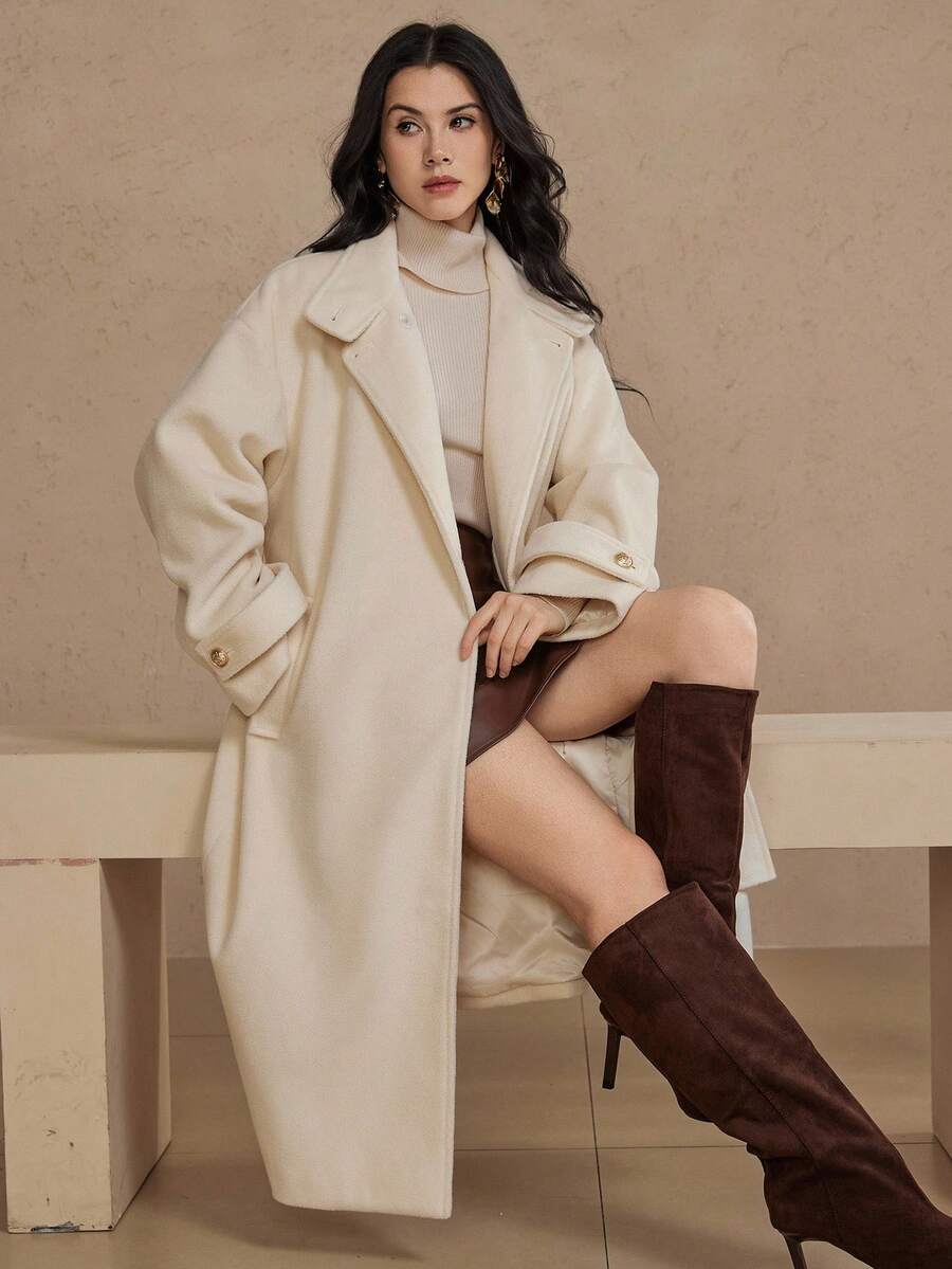 DAZY Women's Elegant Solid Color Overcoat, Autumn/Winter