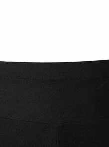 少女休闲家居紧身针织打底裤，欧美风格 - 黑色 - 查看 3