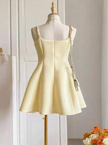 INAWLY Abito elegante semplice senza maniche con scollo quadrato, taglia comoda, in colore unito per donne curvy