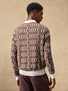 AKNOTIC Business Casual Áo len polo tay dài, co giãn, thoải mái dành cho nam, áo chui đầu có cổ thời trang, phù hợp cho mùa hè, mùa thu, kỳ nghỉ, trang phục hàng ngày, tiệc tùng, cặp đôi, quà tặng cho nam giới, cho mùa thu đông - Màu Khaki - Xem 5