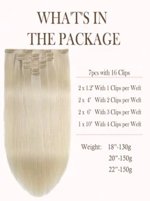 Seamless Clip Ins 7pcs 60# 130g/150g Full Head Seamless PU Clip Ins Extensions 100% Cuticle Aligned Double Drown Remy Human Hair Invisible Clip In Hair Extensions Hair Extensions Halloween Costumes - S60 - View 3
