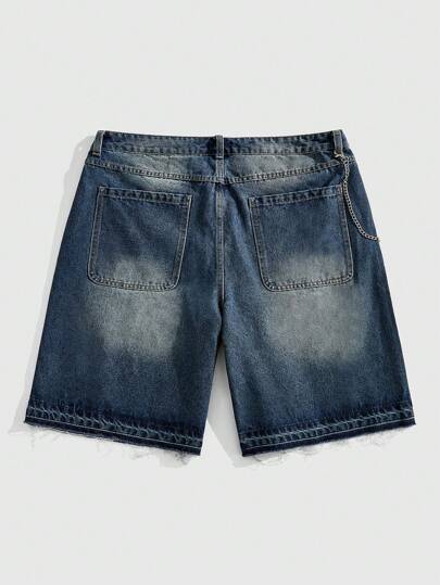 Grunge Punk Pantalones cortos vaqueros casuales y versátiles con botones para hombres, de verano
