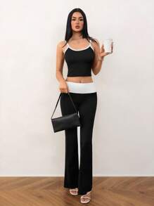 SHEIN Tall Neues Sommer-Design Kontrastfarben Träger-Top und Hosen Set, geeignet für Frühling/Sommer
