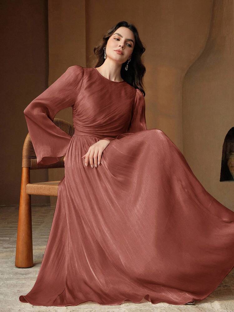 Anewsta Essential Women's Long Sleeve Dress, Elegant & Versatile For Commuting, Spring & Autumn