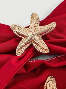 SHEIN MOD Abito oversize senza spalline con decorazione a stella metallica traforata, orlo multistrato, stile boho, streetwear, per appuntamenti, tropicale, vacanze, addio al nubilato, sexy, coquette