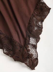 Sweetra Áo cánh dài tay xếp ly cổ chữ V đính khóa trái tim màu bạc dành cho nữ, Xuân/Hè - Cà phê nâu - Xem 6