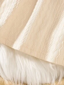 SHEIN 优雅甜美可爱休闲风格女婴秋冬蓬松背心套装，卡其色毛绒背心+米色针织连衣裙两件套 - 米色 - 查看 7