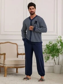 DAZY Cardigan multicolore, set da uomo per il tempo libero, pigiama autunnale - Multicolore - Visualizzare 4