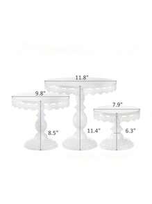 1 pieza Soporte de pastel con decoración de encaje blanco, Juego de soportes de pastel de metal, para exhibir bandejas de postres y cupcakes, adecuado para cumpleaños, fiestas, bodas, celebraciones - Multicolor - Ver 3