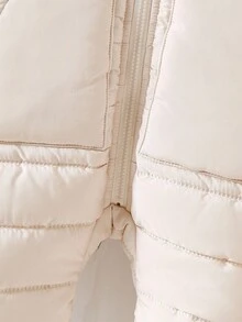 SHEIN 女婴保暖休闲可爱保暖连帽拉链长袖连体衣，冬季宝宝连体衣，新生儿秋季冬装