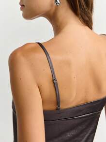 Nöista Summer Sexy Solid Color Lace-Up Cropped Camisole - Dark Grey - View 6