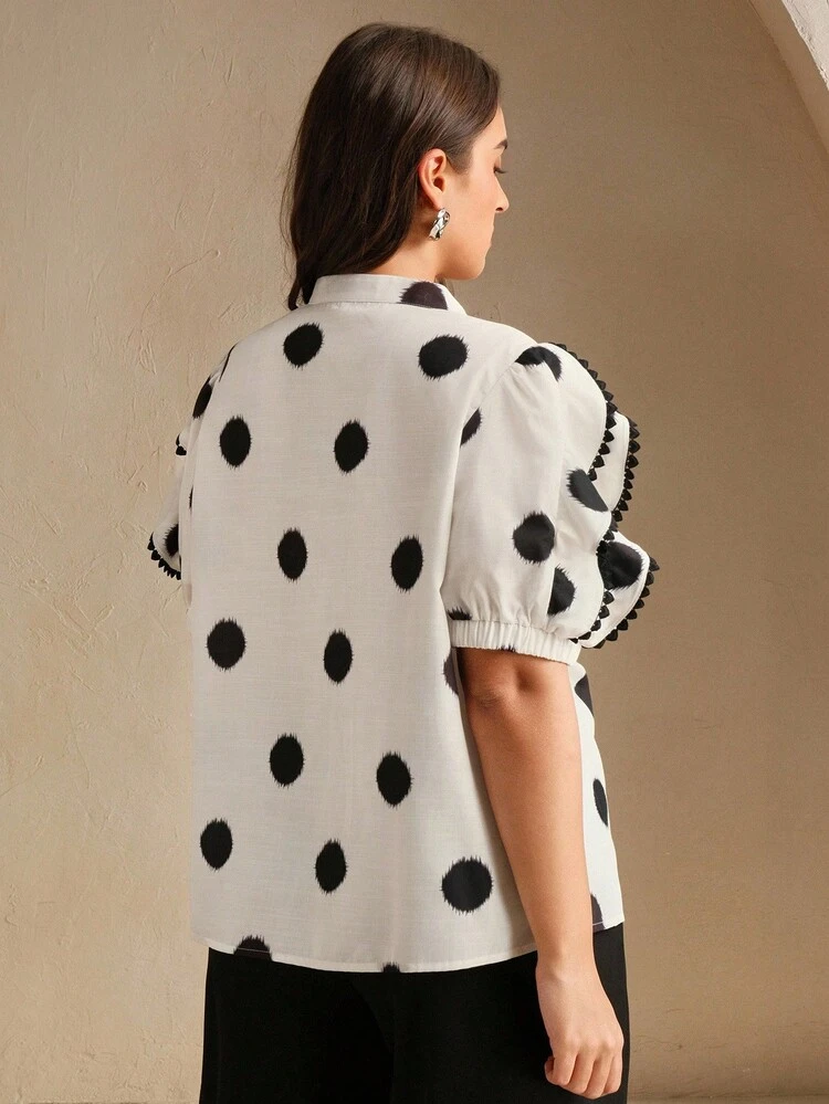 Plus Size Women Shirt Patchwork Lace Casual Versatile Office Blouse