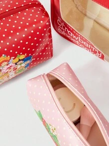 Strawberry Shortcake | ROMWE 可爱手持时尚便携式卡哇伊3件套化妆包 - 紅色 - 查看 5