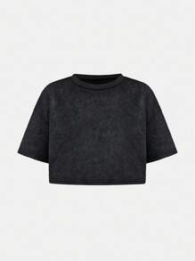 2 件套青少年女孩炭灰色套头 T 恤 + 裤子套装，休闲日常搭配 - 深灰色 - 查看 8