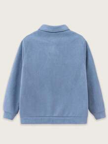 SHEIN Teen Boys' Casual Comfortable Versatile Solid Color Collar Jacket, Suitable For Autumn And Winter Fall - Blue - View 7