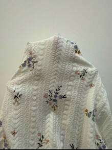 CottageSlumber CottageSlumber Romantic-Flora Semi-Sheer Floral Short Romper In Jacquard With Ruffled Trim And Charming Bow Accents  Cozy And Elegant Details