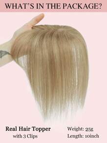 10英寸女士假发片真人发片适合头发稀疏的女性的假发片，带刘海夹