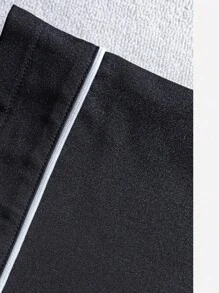 Franclia 女士撞色条纹极简休闲裤，夏季假日阳光之旅度假风，适合大学秋季穿着。 - 黑色 - 查看 2