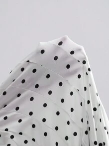 SHEIN LUNE Fashionable Sexy Fitted Wavy Flared Hem Strapless Polka Dot Dress For Women Summer Dress Looks Of Party Clothes For University - Black and White - View 8