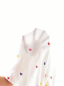 Ellevyn Women's Long Sleeve Heart Print Cotton Textured Fabric Waist Slimming Shirt Dress, Elegant Daily Wear Short Dress