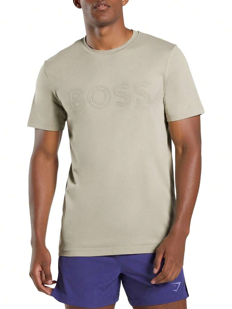 Hugo Boss 男士休闲短袖圆领T恤，夏季百搭 - 271 淺米色 - 查看 1