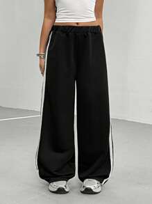 Teen Girls' Side Stripe Loose Wide Leg Casual Sweatpants Fall Winter