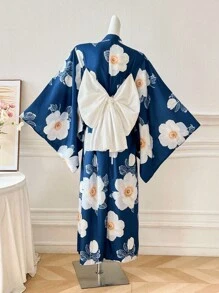 Irokai 喇叭袖花卉印花长袍