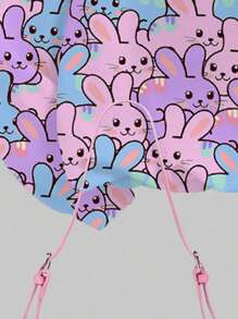 SHEIN 2 件套青少年女孩休闲可爱卡通兔子印花圆领舒适长袖运动衫和紧身裤套装，适合秋冬季 - 彩色 - 查看 5