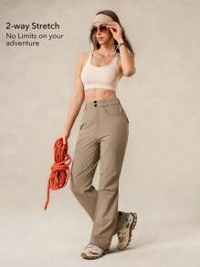 OutZeal 女士户外裤 露营徒步 防水弹力修身喇叭裤腿带口袋