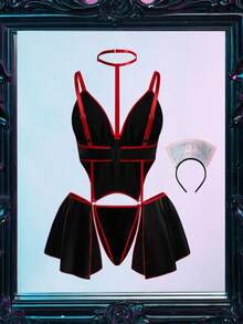 Spicy Aura 2pcs Plus Size Wireless Lingerie Set For Rave - Black - View 2