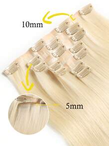 Seamless Clip Ins 7 件 613# 金色 130g/150g 全头无缝 PU 夹式接发 100% 角质层对齐 双染雷米真人发隐形夹式接发 万圣节服装 - S613 - 查看 4