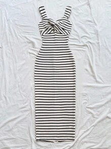 Soleia 女式条纹无袖中长连衣裙 - 黑與白 - 查看 6