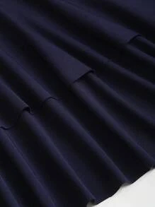 Sweetra New Halter Spiral Metal Decor Waist Cinched Flared Cake Hem Mini Dress For Women - Navy Blue - View 5