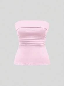 ROMWE Grunge Punk Atasan Wanita Kasual Musim Semi/Panas, Putih Pink Seksi, Multi-Potongan, Hitam & Putih, Warna Solid, Belahan Bawah - MultiWarna - View 11