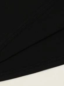 EMERY ROSE Halloween Witch And Moon Print T-Shirt, Casual Short Sleeved Round Neck T-Shirt, Women's Clothing, Suitable For All Seasons - Black - View 7