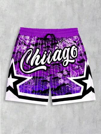 Street Life Pantalones cortos de hombre con estampado tejido, adecuados para primavera y verano