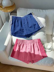 Comfortcana 2件套女士撞色腰带短裤，夏季